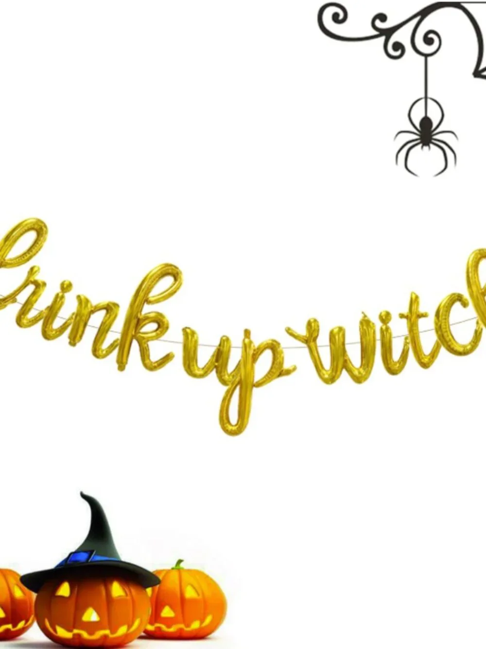 Drink Up Witches Gold Script/Cursive Letter Balloons, 18 Inch